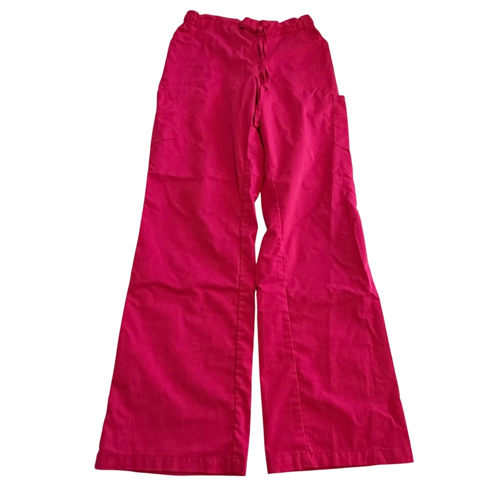 Dagacci Hot Pink Medical Scrub Pants Elastic Drawstring Waist Cargo Pockets